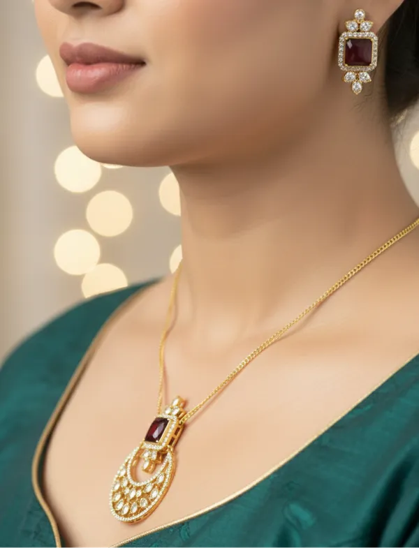 Pink_Brass_Necklace_Set_For_Women